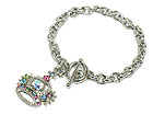 Wholesale Costume Jewelry - CRYSTAL CROWN CHARM TOGGLE BRACELET