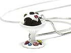 WHITE GOLD PLATING CRYSTAL AND ENAMEL MINIATURE NECKLACE - ICE CREAM