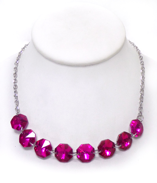 ROUND CRYSTALS LINKED NECKLACE 
