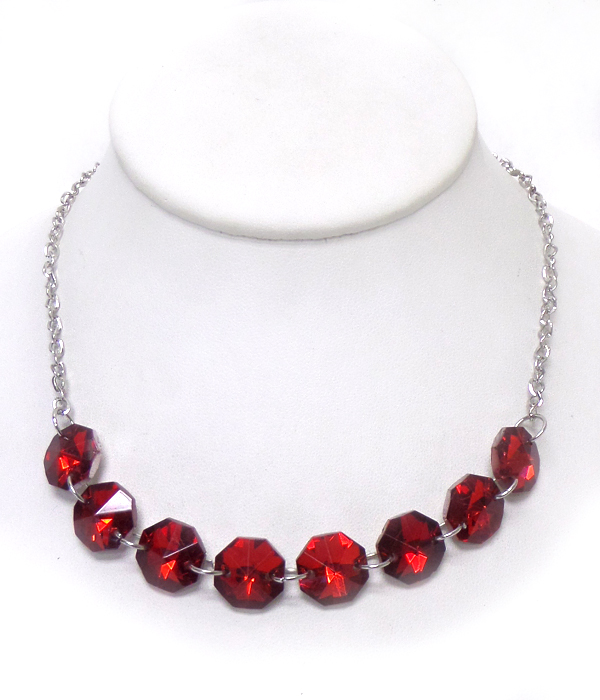 ROUND CRYSTALS LINKED NECKLACE 