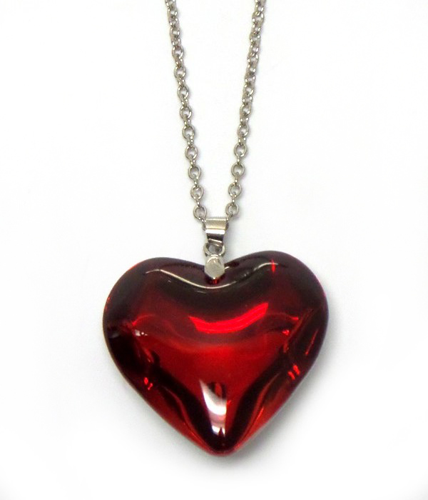 GLASS SHAPE HEART PENDANT NECKLACE -valentine