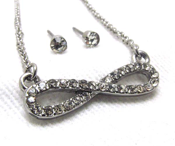 CRYSTAL METAL INFINITI CHAIN NECKLACE EARRING SET