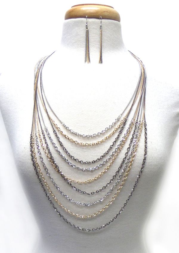 MULTI LAYER CHAIN LONG NECKLACE SET 