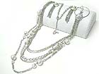 MULTI STRAND PEARL BALL AND CHAIN LINK LONG NECKALCE SET