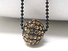 CRYSTAL STUD ENAMEL METAL BALL PENDANT NECKLACE