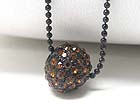 CRYSTAL STUD ENAMEL METAL BALL PENDANT NECKLACE