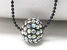 CRYSTAL STUD ENAMEL METAL BALL PENDANT NECKLACE