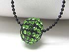 CRYSTAL STUD ENAMEL METAL BALL PENDANT NECKLACE