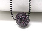 CRYSTAL STUD ENAMEL METAL BALL PENDANT NECKLACE