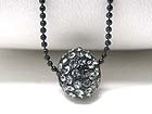 CRYSTAL STUD ENAMEL METAL BALL PENDANT NECKLACE