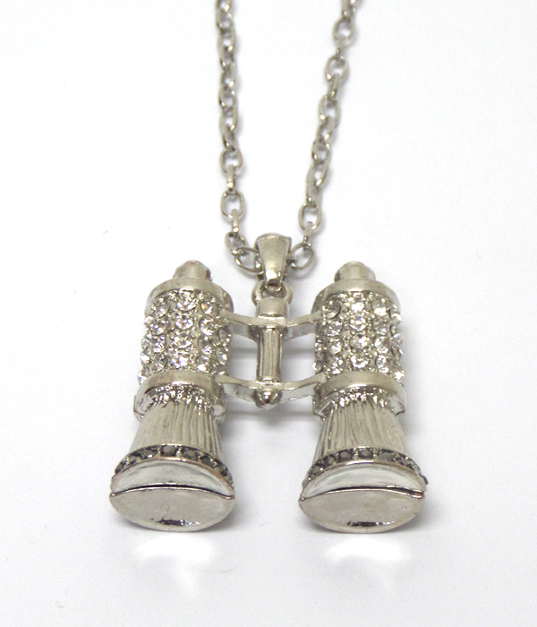 CRYSTAL STUD HANDLE 3D TELESCOPE LONG NECKLACE