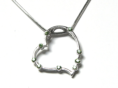 Crystal heart hoop pendent necklace