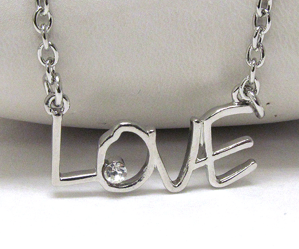 CRYSTAL METAL LOVE THEME CHAIN NECKLACE -valentine