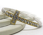 CRYSTAL CROSS WITH BIBLE INSPIRATION  MESSAGE STRETCH BRACELET