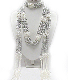 MULTI ACRLY BALL AND BRAIDED YARN NECKLACE SCARF