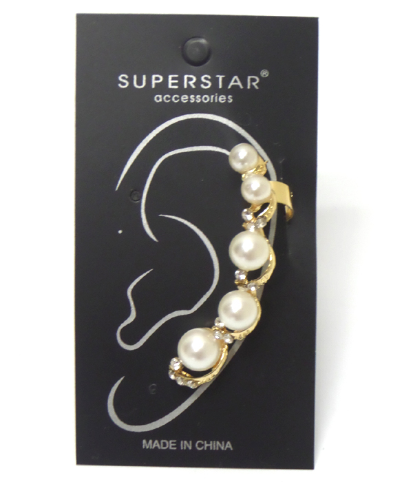 PEARL WITH STONES EARCUFF