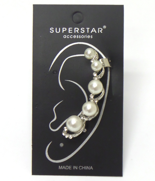 PEARL WITH STONES EARCUFF