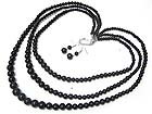 TRIPLE LAYER PEARL BEADS NECKLACE AND EARRING SET