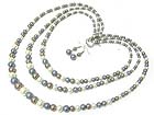 TRIPLE LAYER PEARL BEADS NECKLACE AND EARRING SET