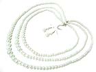 TRIPLE LAYER PEARL BEADS NECKLACE AND EARRING SET