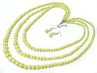 TRIPLE LAYER PEARL BEADS NECKLACE AND EARRING SET
