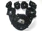 FLOWER DECO MESH CHIFFON BIB STYLE NECKLACE EARRING SET 