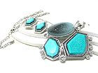 CRYSTAL AND FACET STONE COCKTAIL PENDANT NECKLACE EARRRING SET