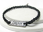 CRYSTAL DECO MESSAGE METAL PLATE AND TWISTED CORD FRIENDSHIP BRACELET