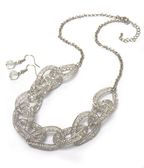 CRYSTAL MESH CHAIN NECKLACE SET