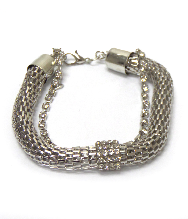 SNAKE CHAIN AND STONE SET OF TWO BRACELETS