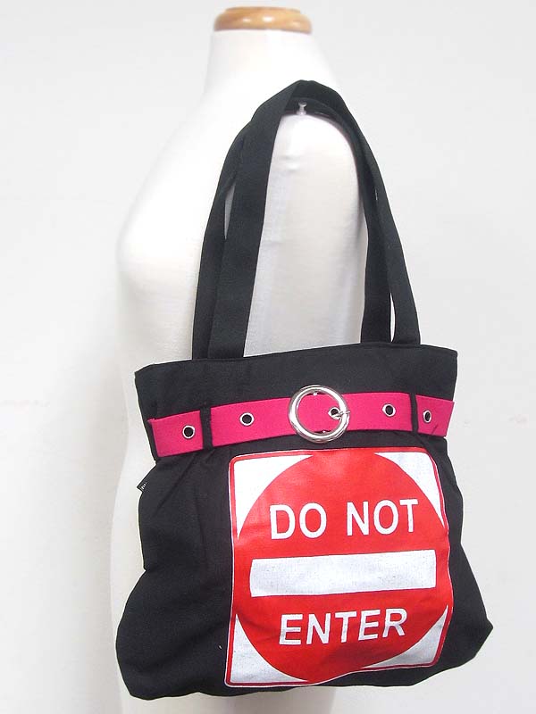 DO NOT ENTER SIGN AND BELT ACCENT TOTE BAG