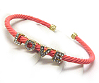 CRYSTAL LOVE THEME AND DESIGNER INSPIRED TWISTED METAL CABLE STRETCH BRACELET