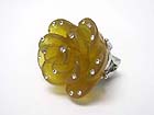 CRYSTAL STUD ACRYL ROSE FLOWER RING 