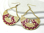 AZTEC INSPIRED PATTERN CRESCENT DROP EARRING
