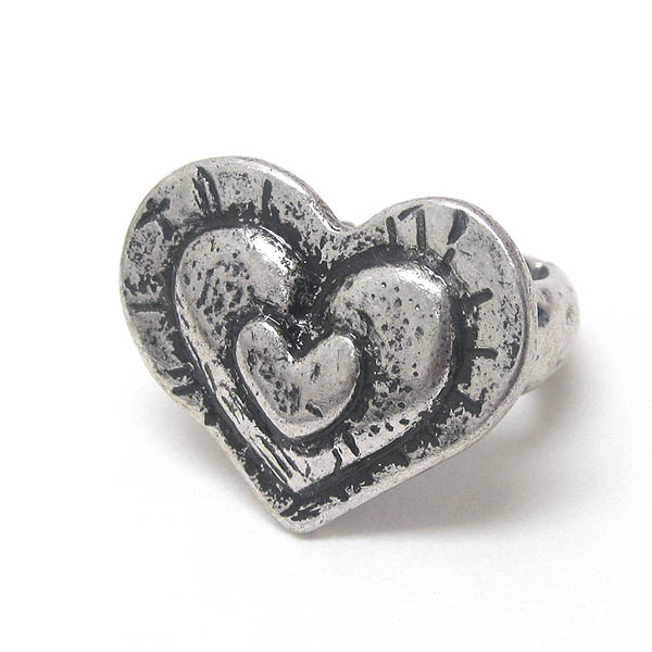 VINTAGE STYLE ANTIQUE HEART STRETCH RING