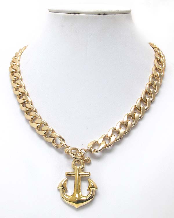 PREMIER ELECTRO PLATING ANCHOR AND THICK CHAIN TOGGLE NECKLACE