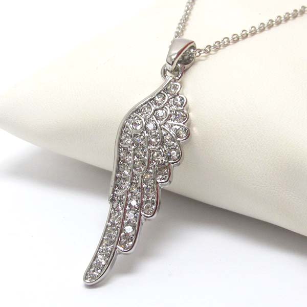 PREMIER ELECTRO PLATING CRYSTAL ANGEL WING PENDANT NECKLACE
