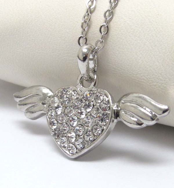 PREMIER ELECTRO PLATING HEART AND ANGEL WING PENDANT NECKLACE -valentine