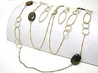 NATURAL STONE AND METAL CAHIN LINK LONG NECKLACE