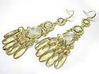 CRYSTAL AND FACET STONE TRI LEVEL DROP EARRING