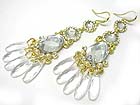 CRYSTAL AND FACET STONE TRI LEVEL DROP EARRING