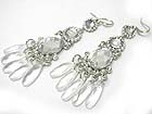CRYSTAL AND FACET STONE TRI LEVEL DROP EARRING
