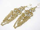 CRYSTAL LINE AND MULTI CHAIN HANGING DROP EARRING
