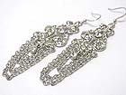 CRYSTAL LINE AND MULTI CHAIN HANGING DROP EARRING