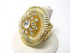 CRYSTAL DECO ROUNS METAL FLOWER STRETCH RING