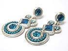 CRYSTAL AND BEADS DECO DISK DROP EARRING