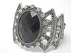CRYSTAL STUD FACET LARGE GLASS INSERT METAL HINGE BANGLE - Wholesale Jewelry