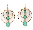 THREE GLASS STONE AND TWO METAL HOOP EARRING