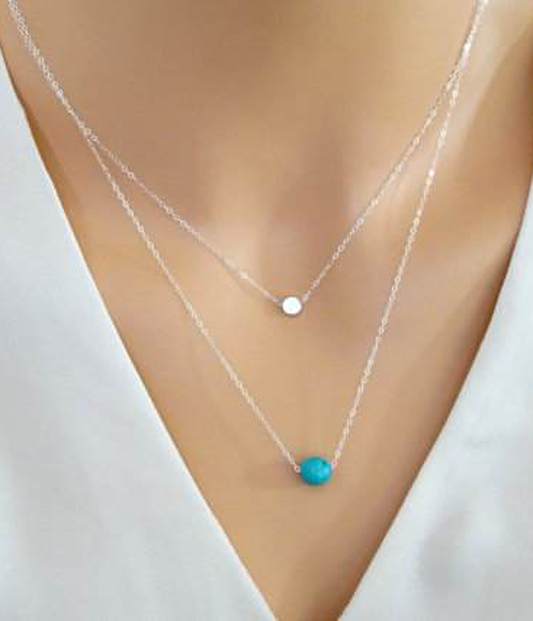 ETSY STYLE TURQUOISE SIMPLE LAYERED NECKLACE