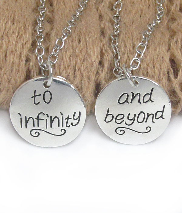INSPIRATION MESSAGE DOUBLE PENDANT NECKLACE - TO INFINITY AND BEYOND